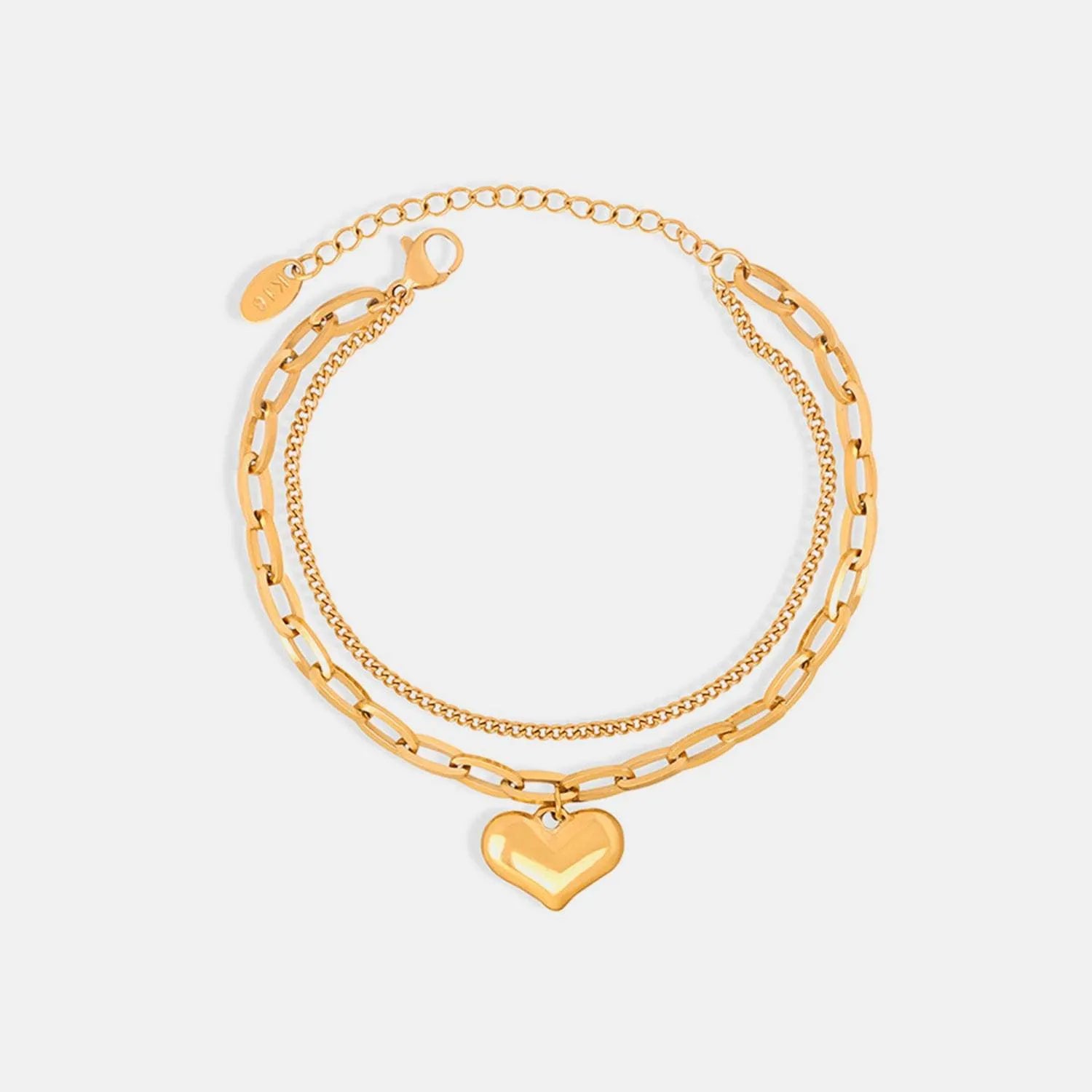 Heart Shape Lobster Closure Chain Bracelet Bracelets - Tophatter Daily Deals