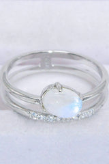 Natural Moonstone and Zircon Double-Layered Ring Moonstone - Tophatter Daily Deals