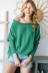 Reborn J Exposed Seam Lantern Sleeve Top Blouses - Tophatter Daily Deals