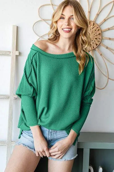 Reborn J Exposed Seam Lantern Sleeve Top Blouses - Tophatter Daily Deals