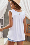 Keyhole Back Ruffle Shoulder Sleeveless Top Blouses - Tophatter Daily Deals