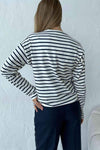 Round Neck Striped Dropped Shoulder T-Shirt Women's T-Shirts - Tophatter Daily Deals