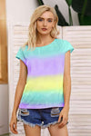 Tie Dye Round Neck Short Sleeve Tee Multicolor Women's T-Shirts - Tophatter Daily Deals