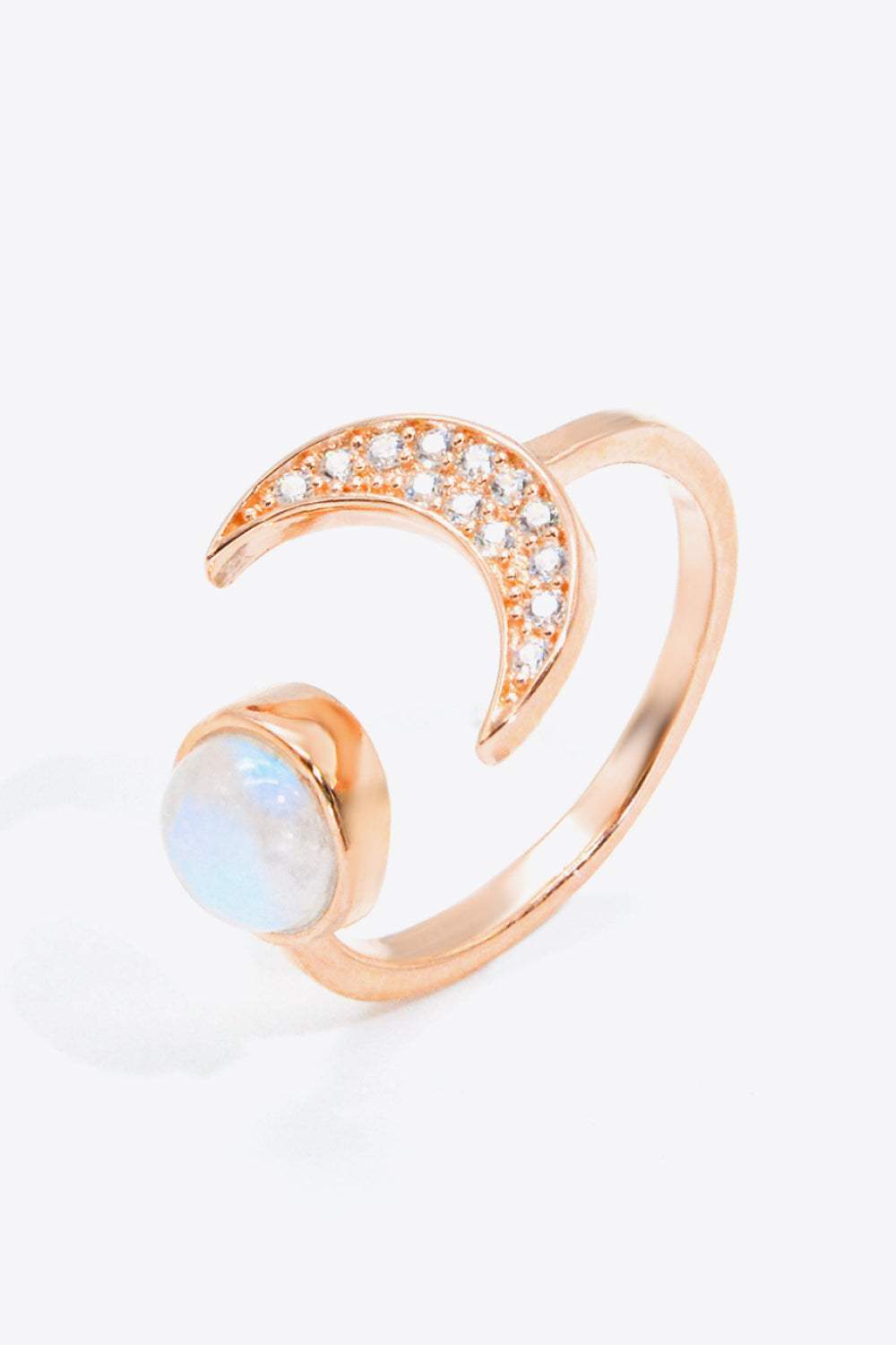 Natural Moonstone and Zircon Sun & Moon Open Ring Moonstone - Tophatter Daily Deals