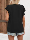 Notched Cap Sleeve T-Shirt Black Women's T-Shirts - Tophatter Daily Deals