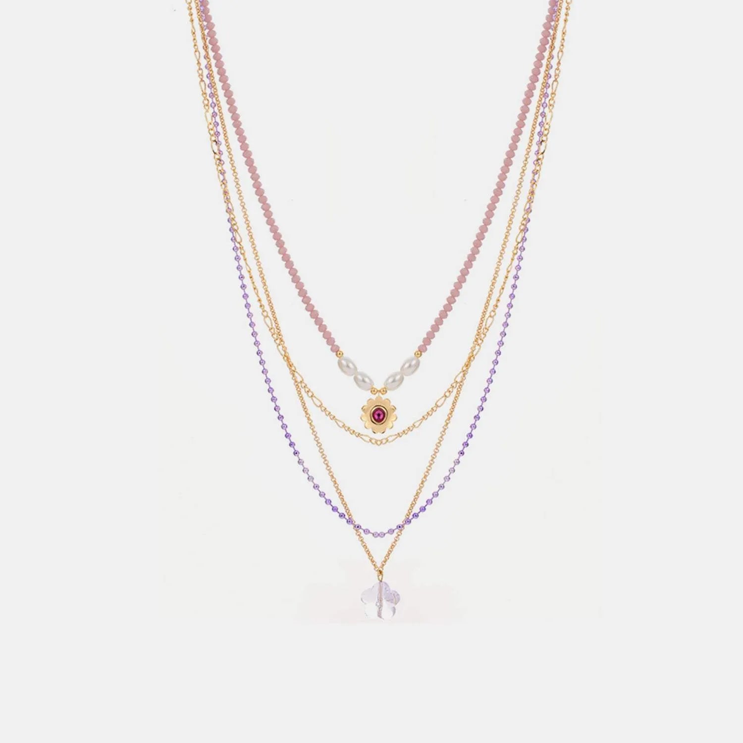 Layered Flower Pendant Necklace Necklaces - Tophatter Daily Deals