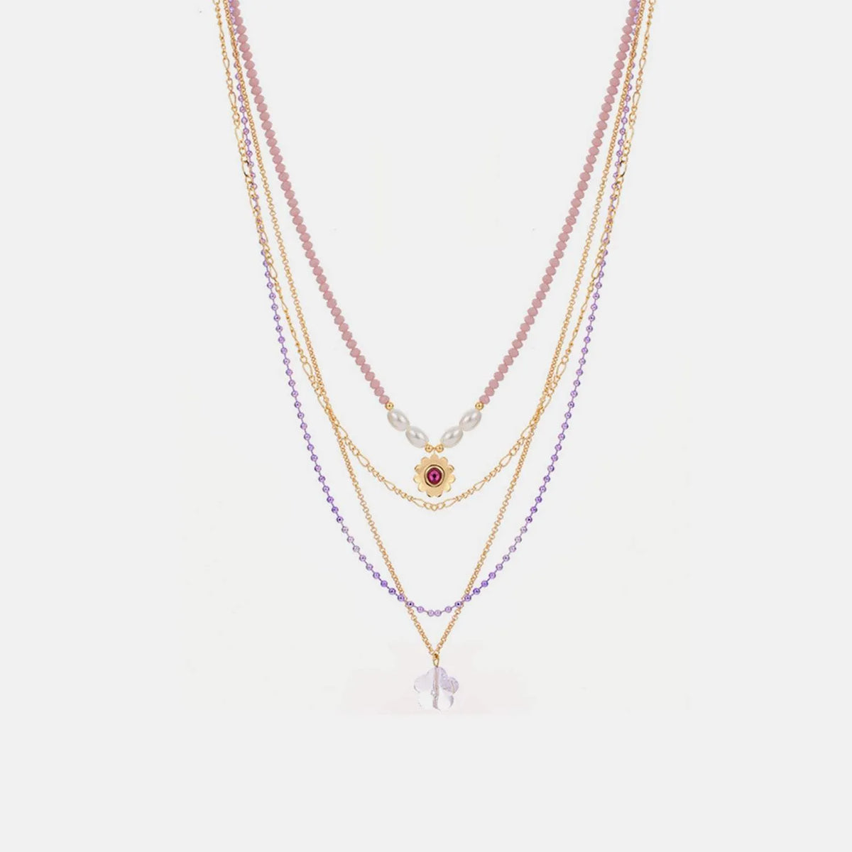 Layered Flower Pendant Necklace Necklaces - Tophatter Daily Deals