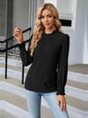 Round Neck Flounce Sleeve Blouse Women's T-Shirts - Tophatter Daily Deals