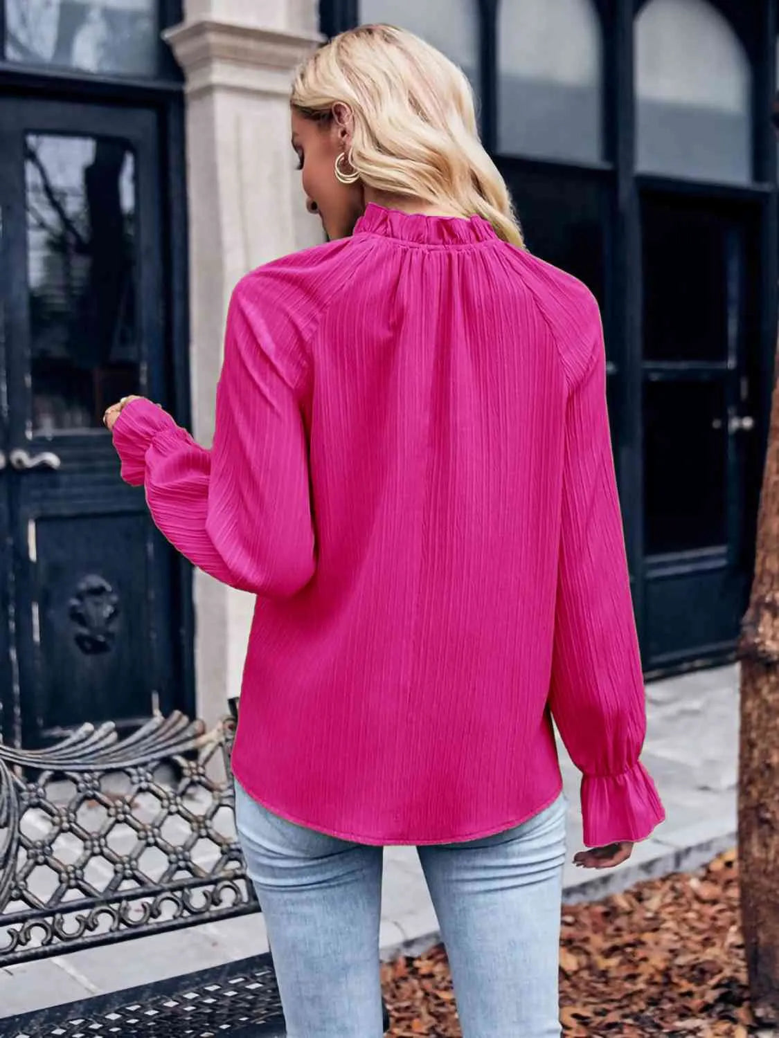 Mock Neck Flounce Sleeve Blouse Blouses - Tophatter Daily Deals