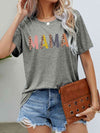 MAMA Leopard Graphic Short Sleeve Tee Heather Gray Women's T-Shirts - Tophatter Daily Deals