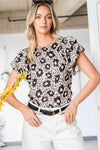 Animal Print Puff Sleeve Round Neck Blouse - Tophatter Deals