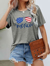 US Flag Glasses Graphic Tee Mid Gray Women's T-Shirts - Tophatter Daily Deals