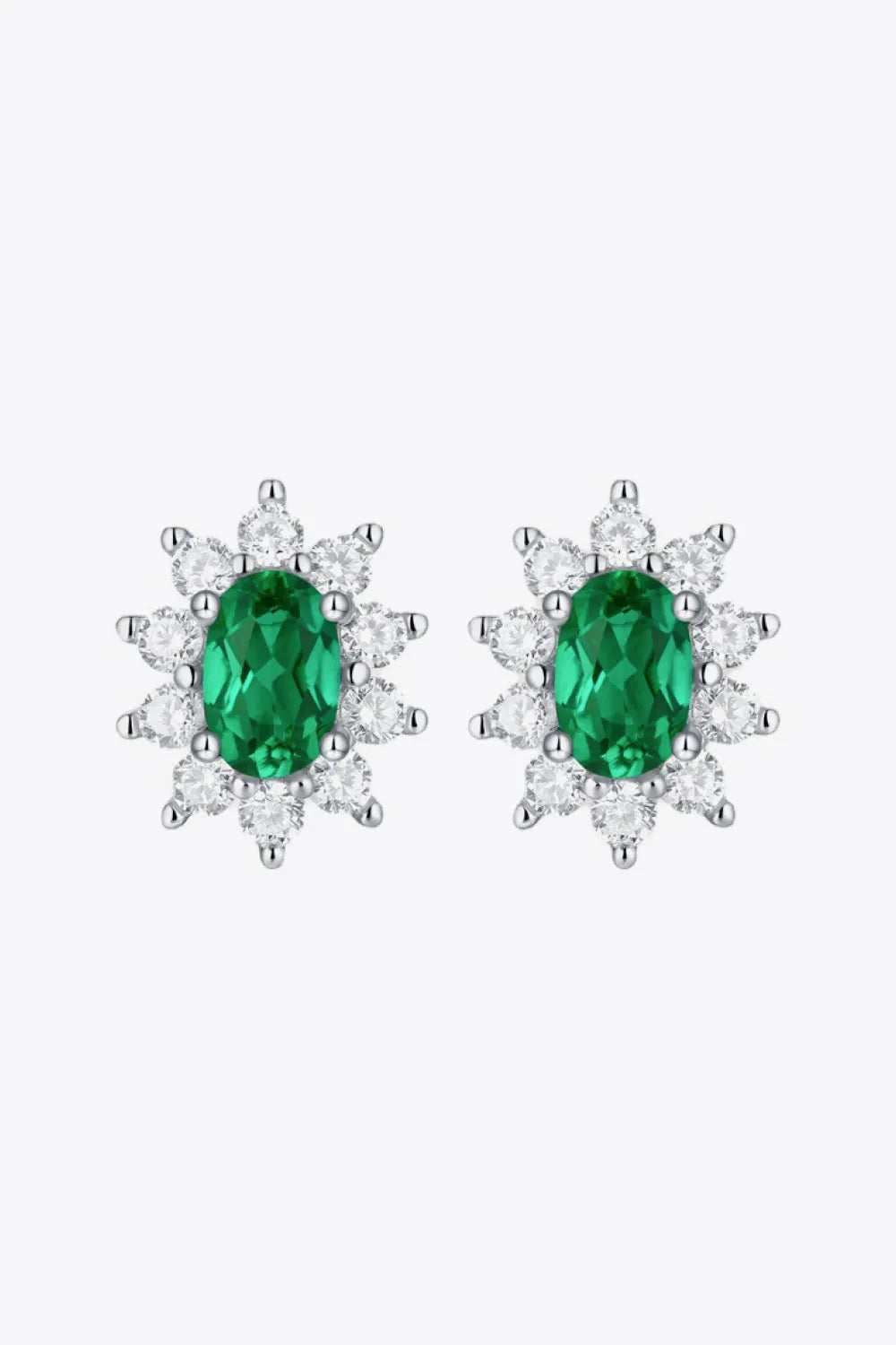 1 Carat Lab-Grown Emerald Stud Earrings Earrings - Tophatter Daily Deals