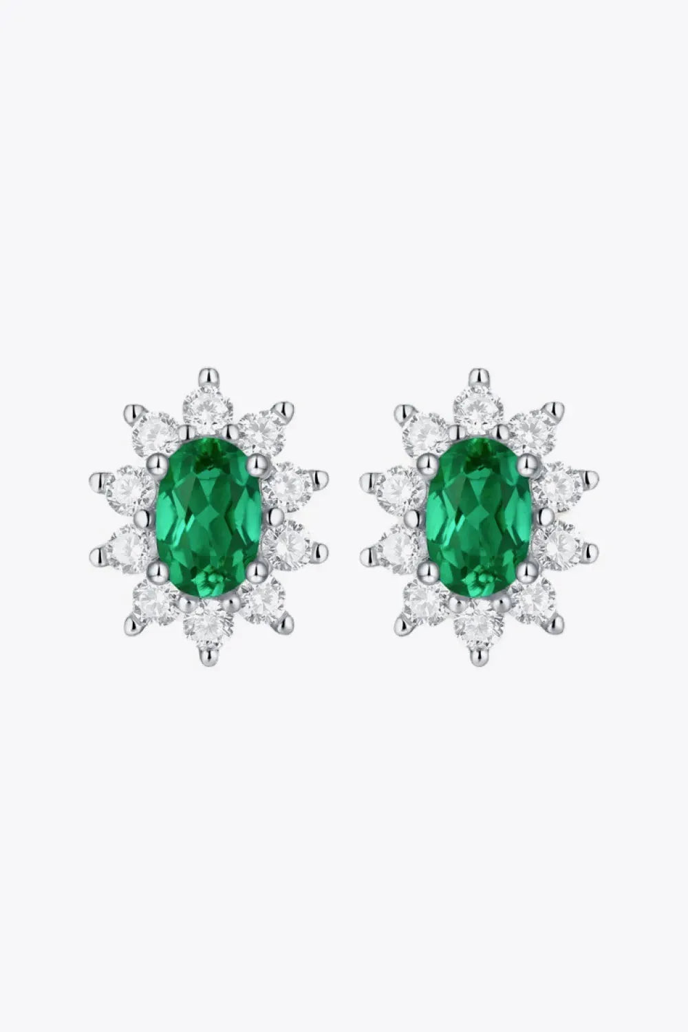 1 Carat Lab-Grown Emerald Stud Earrings Earrings - Tophatter Daily Deals