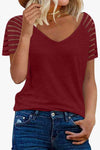 V-Neck Raglan Sleeve Tee Wine Women's T-Shirts - Tophatter Daily Deals