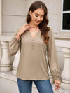 V-Neck Long Sleeve Blouse Blouses - Tophatter Daily Deals