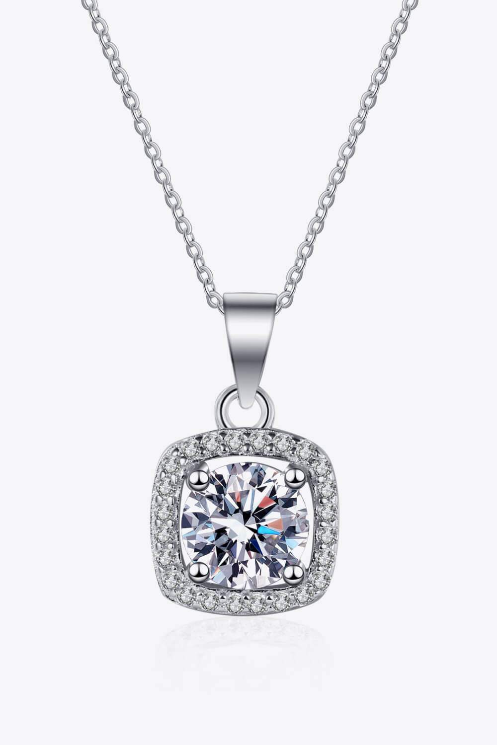 Moissanite Square Pendant Chain Necklace Moissanite - Tophatter Daily Deals