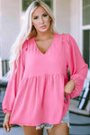 V-Neck Babydoll Top Blouses - Tophatter Daily Deals