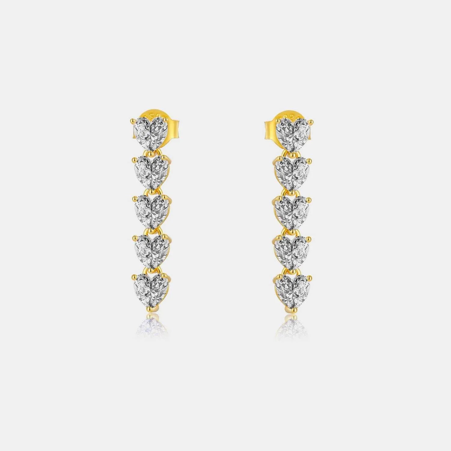 Inlaid Heart Zircon 925 Sterling Silver Drop Earrings Gold One Size Earrings - Tophatter Daily Deals