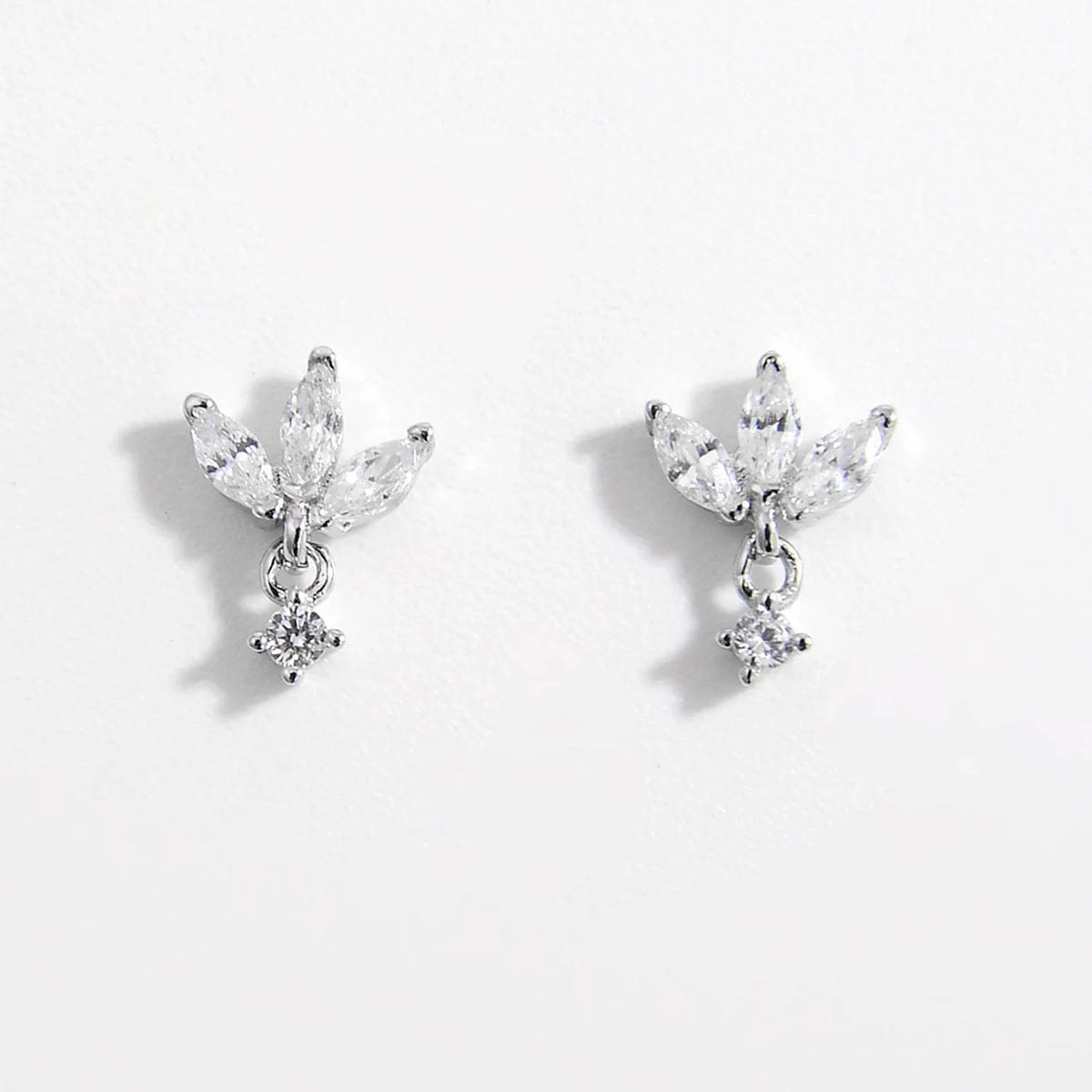 Inlaid Zircon 925 Sterling Silver Geometric Stud Earrings Silver One Size Earrings - Tophatter Daily Deals