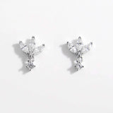Inlaid Zircon 925 Sterling Silver Geometric Stud Earrings Silver One Size Earrings - Tophatter Daily Deals