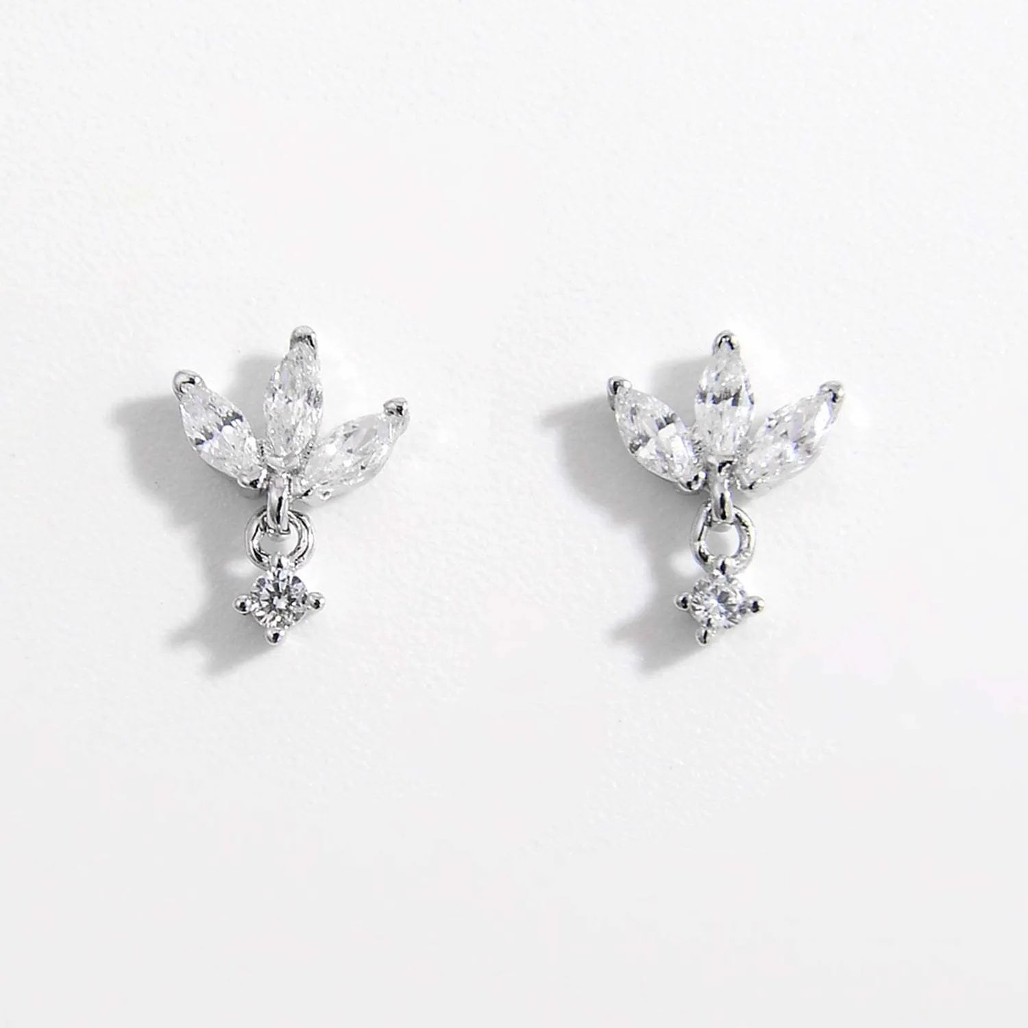 Inlaid Zircon 925 Sterling Silver Geometric Stud Earrings Silver One Size Earrings - Tophatter Daily Deals