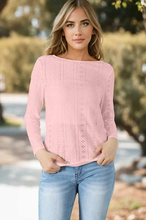 V-Neck Lace Detail Long Sleeve Blouse Blouses - Tophatter Daily Deals