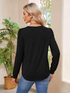 Ruched Round Neck Long Sleeve Blouse Blouses - Tophatter Daily Deals