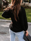 Notched Neck Long Sleeve Blouse Blouses - Tophatter Daily Deals