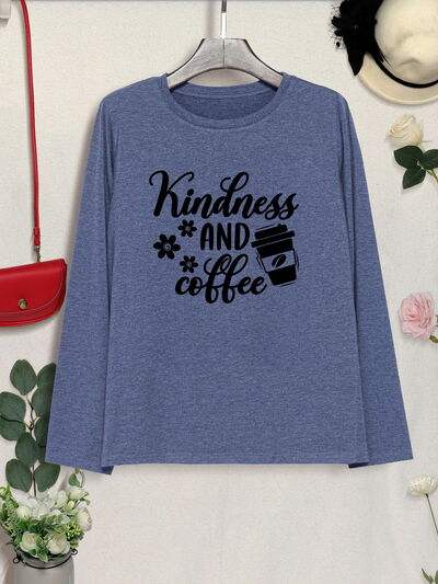 KINDNESS AND COFFEE Round Neck T-Shirt Women's T-Shirts - Tophatter Daily Deals