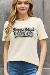 Simply Love Full Size HAPPY MIND HAPPY LIFE Graphic Cotton Tee Women's T-Shirts - Tophatter Daily Deals