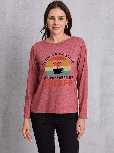 TODAY'S GOOD MOOD IS SPONSORED BY COFFEE Round Neck T-Shirt Light Mauve Women's T-Shirts - Tophatter Daily Deals