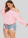 Plus Size Cold-Shoulder Tied Top - Tophatter Deals