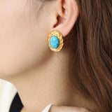 18K Gold-Plated Natural Stone Earrings Earrings - Tophatter Daily Deals