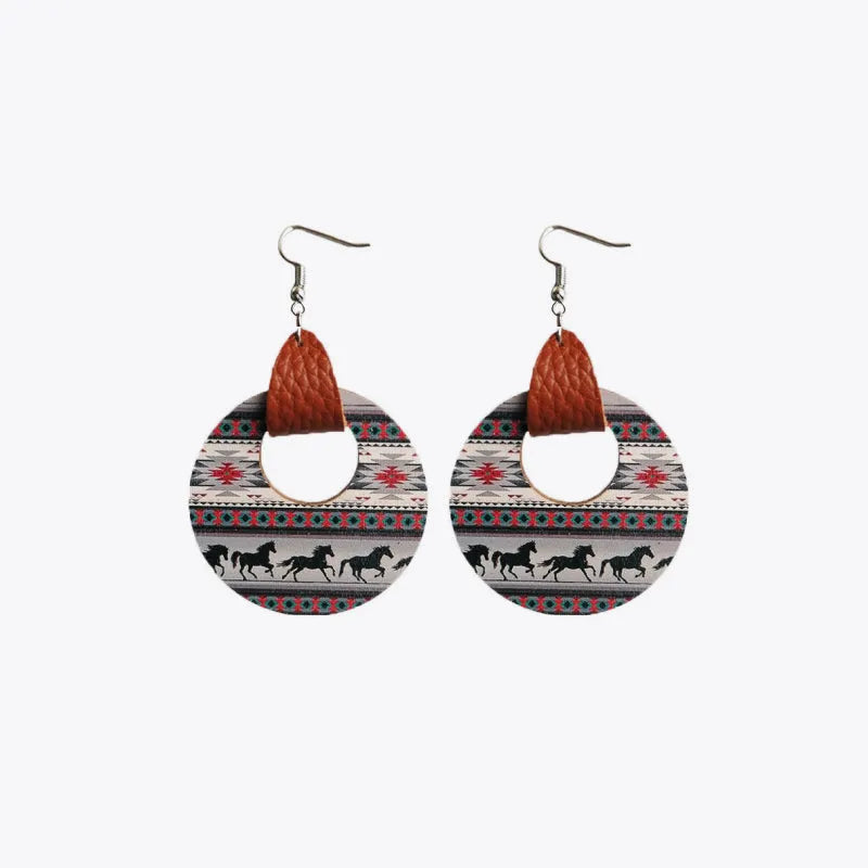 Round Shape Wooden Dangle Earrings Earrings - Tophatter Daily Deals