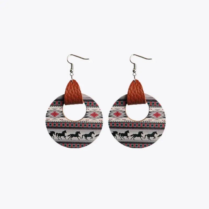 Round Shape Wooden Dangle Earrings Earrings - Tophatter Daily Deals