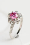 1 Carat Moissanite Flower-Shaped Ring Pink Moissanite - Tophatter Daily Deals