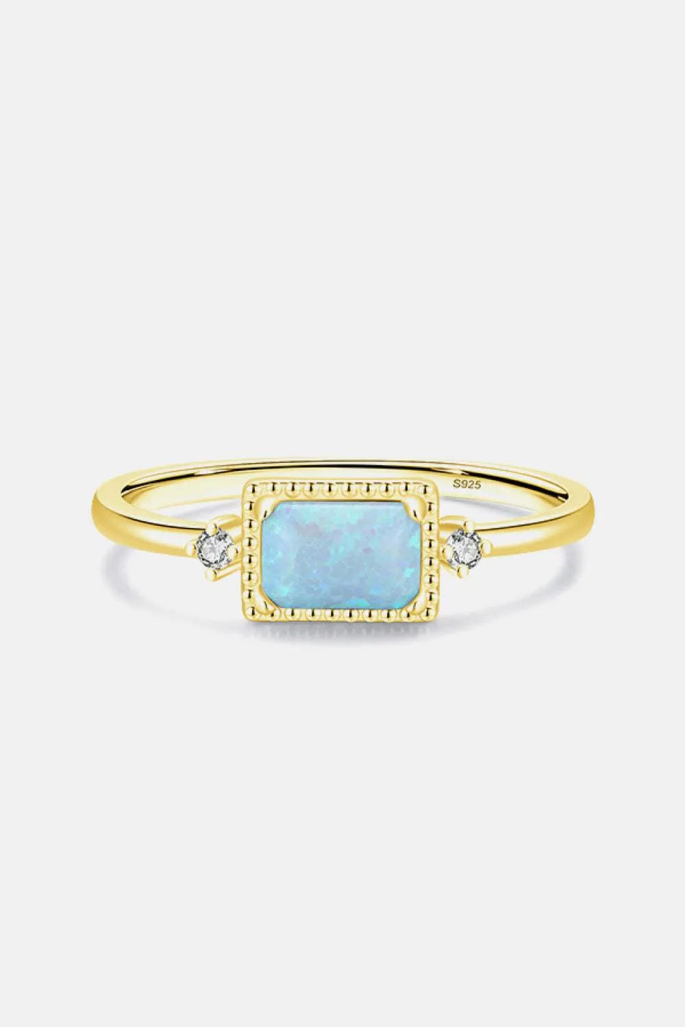 925 Sterling Silver Opal Ring Gold Opal - Tophatter Daily Deals