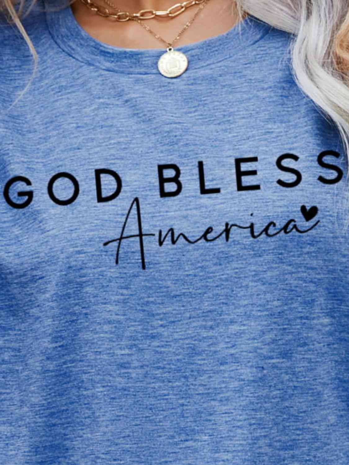 GOD BLESS AMERICA Graphic Short Sleeve Tee Women's T-Shirts - Tophatter Daily Deals