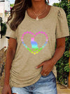 Full Size Cat Heart Graphic Short Sleeve T-Shirt Women's T-Shirts - Tophatter Daily Deals