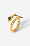 Snake Charmer Malachite Snake-Shaped Bypass Ring Gold One Size Rings - Tophatter Daily Deals