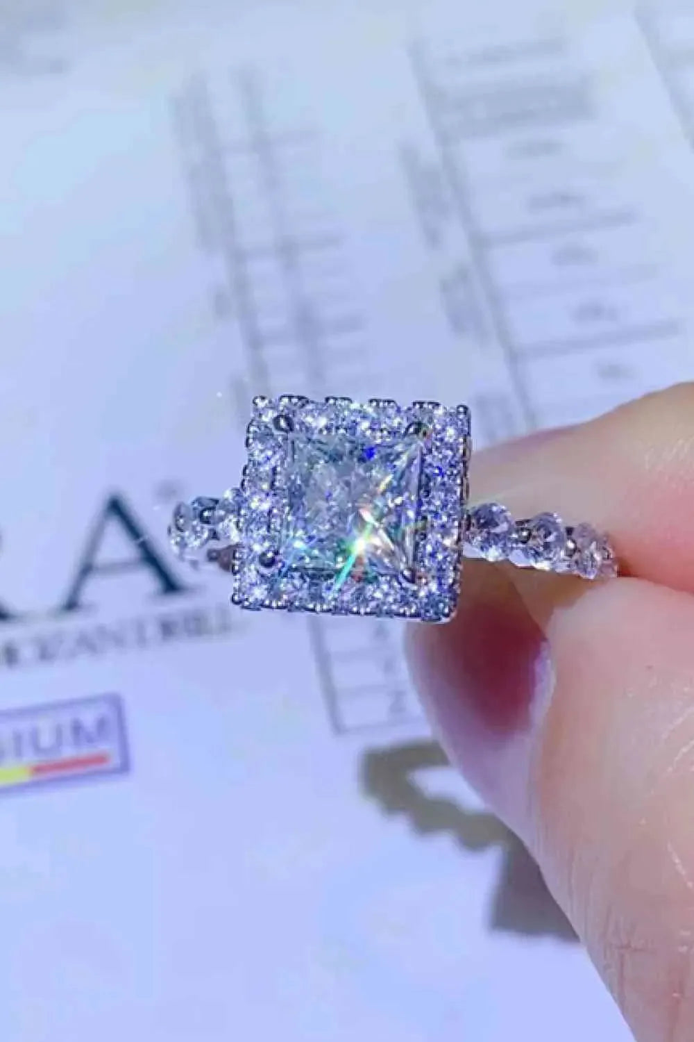 Adored 1 Carat Moissanite Square Ring White Moissanite - Tophatter Daily Deals