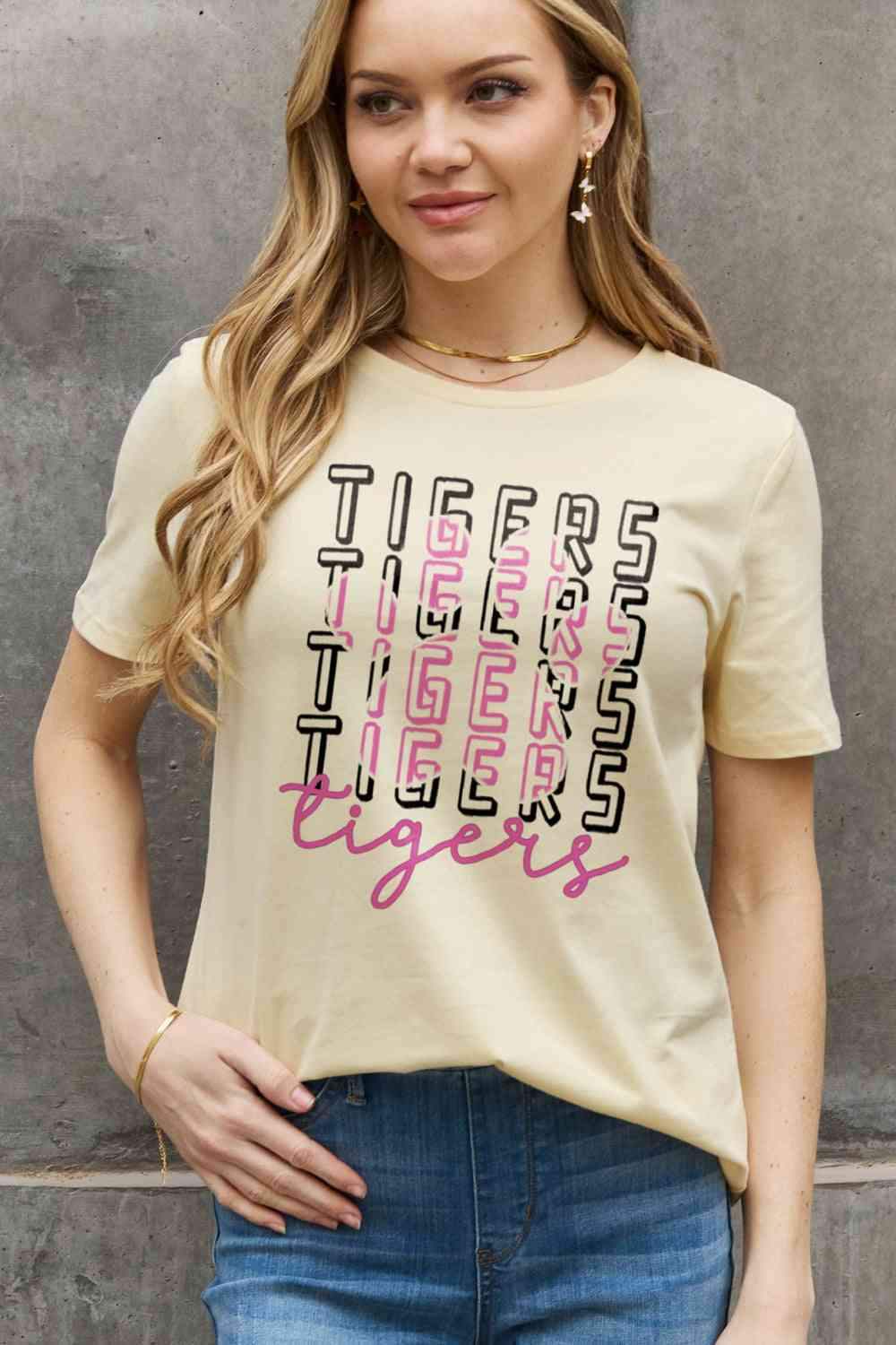 Simply Love Full Size TIGERS Graphic Cotton Tee Women's T-Shirts - Tophatter Daily Deals