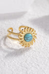 Turquoise Stainless Steel Open Ring Gold One Size Rings - Tophatter Daily Deals