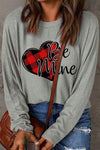 Heart Letter Graphic Round Neck T-Shirt Charcoal Women's T-Shirts - Tophatter Daily Deals