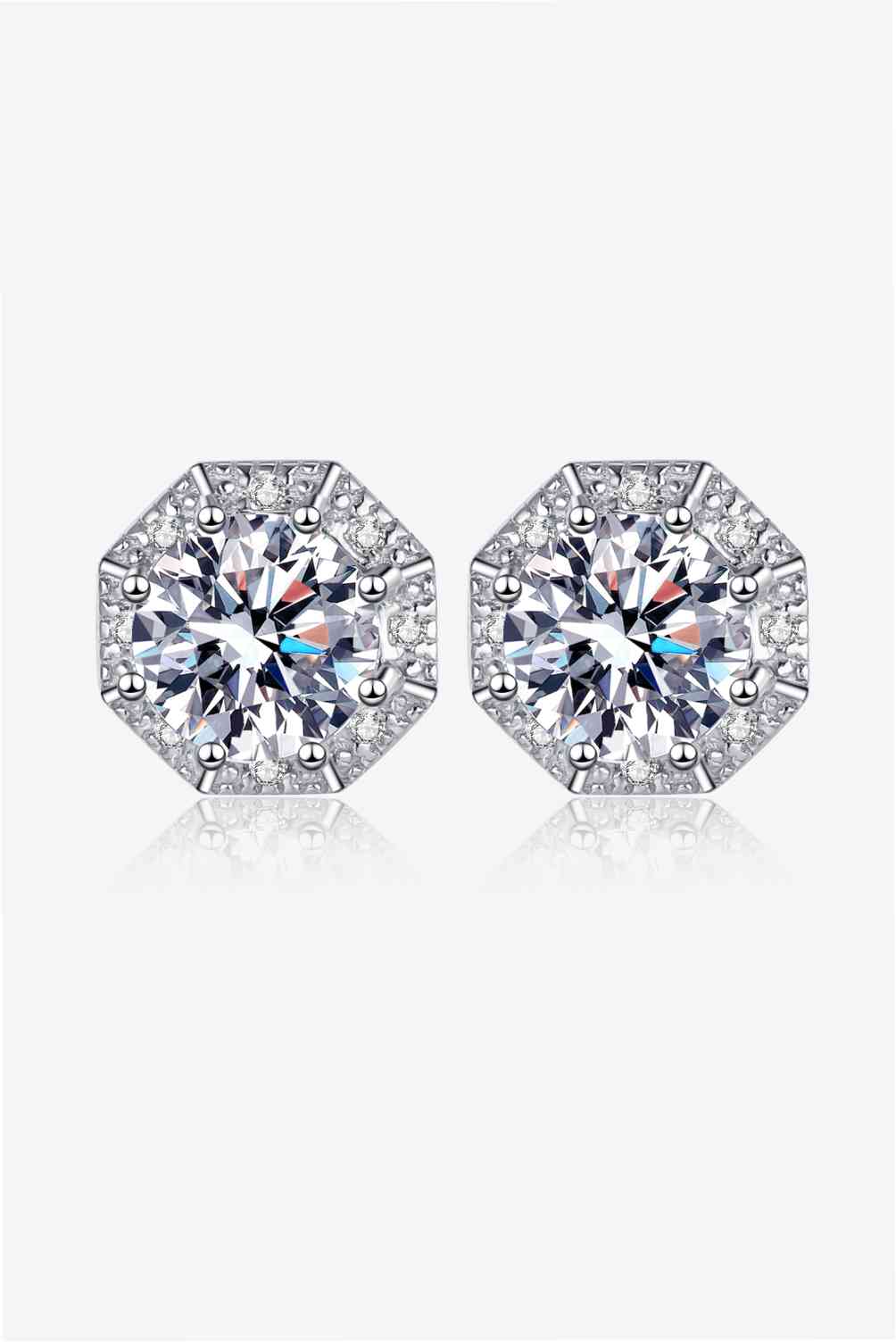 2 Carat Moissanite 925 Sterling Silver Stud Earrings Silver One Size Moissanite - Tophatter Daily Deals