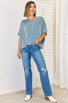 Zenana Striped Round Neck Half Sleeve T-Shirt Blouses - Tophatter Daily Deals