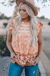 Floral Flutter Sleeve Sleeveless Blouse Sherbet Blouses - Tophatter Daily Deals