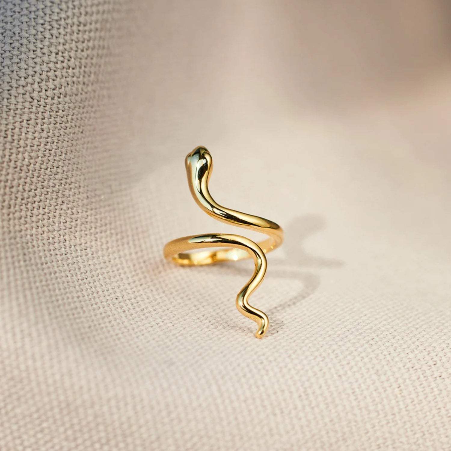 Snake Shape 18K Gold-Plated Bypass Ring Gold 7 Rings - Tophatter Daily Deals