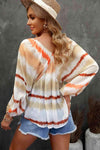 Striped Balloon Sleeve V-Neck Babydoll Blouse Blouses - Tophatter Daily Deals